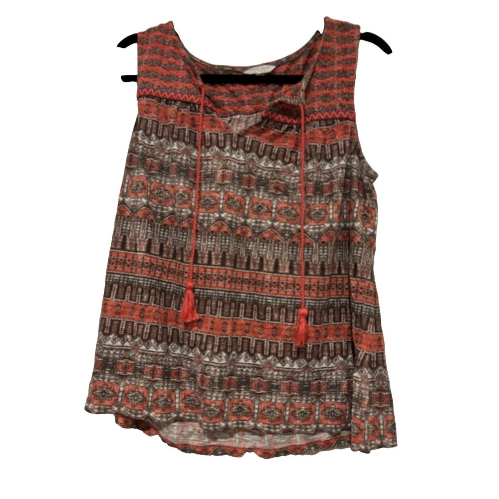Women's orange‎ brown Lucky Brand short sleeve shirt sz M #891